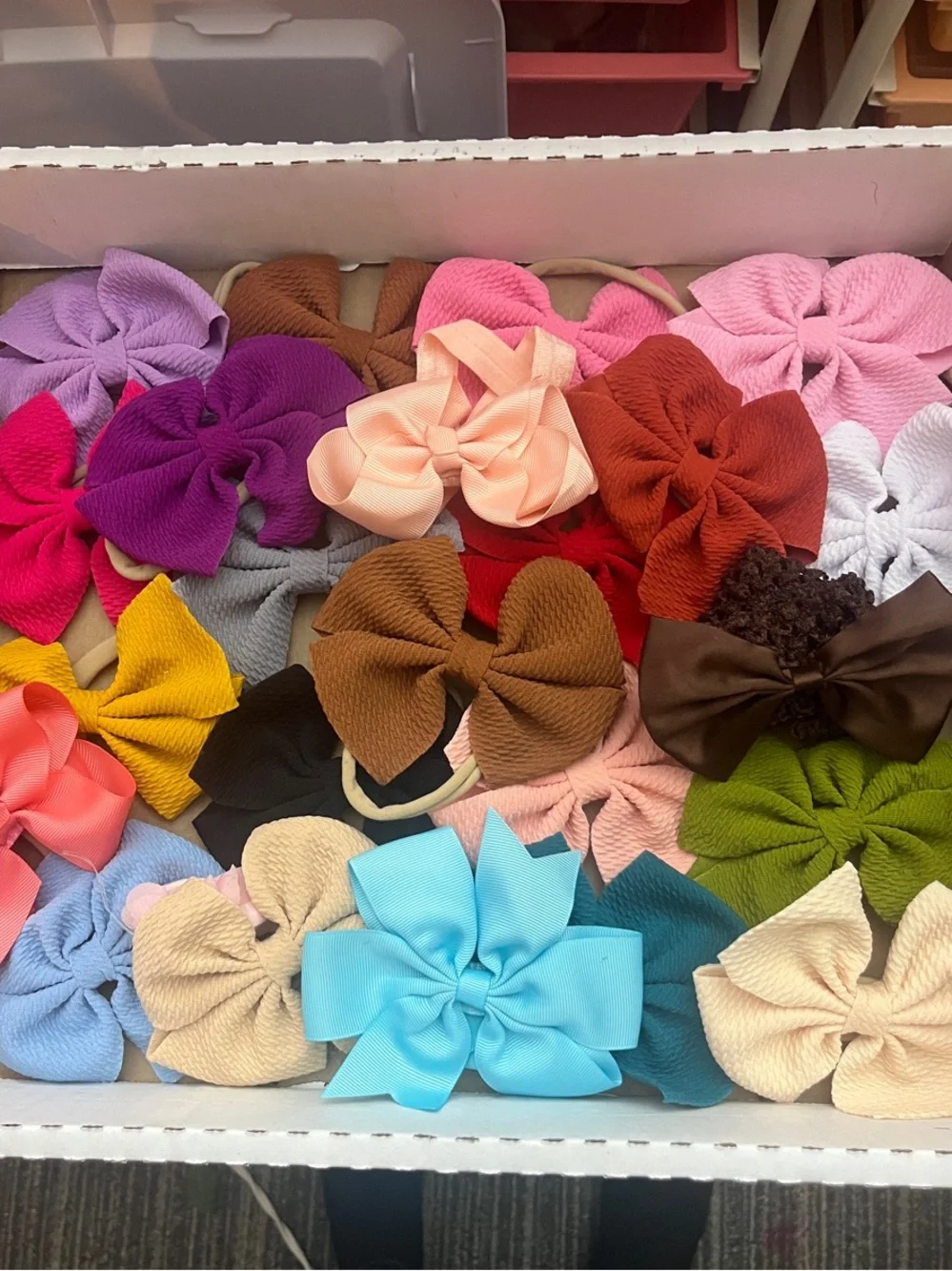 23 pc Kids Bow Hair Bow Set - Blue and Multi-Color Pageant Ready 054